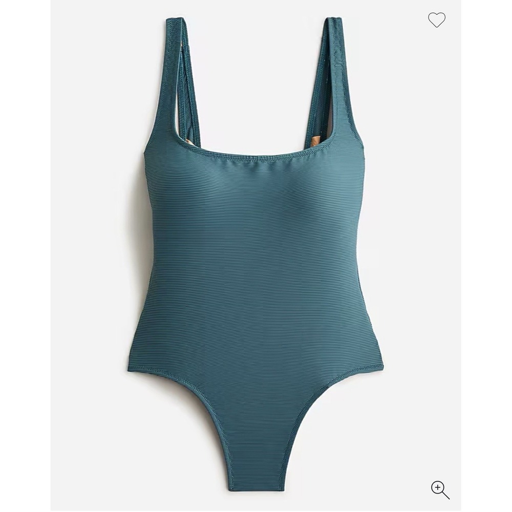 J.‎ Crew Woman Swimsuit 6 Ribbed Squareneck One-Piece Textured  Modest Teal
